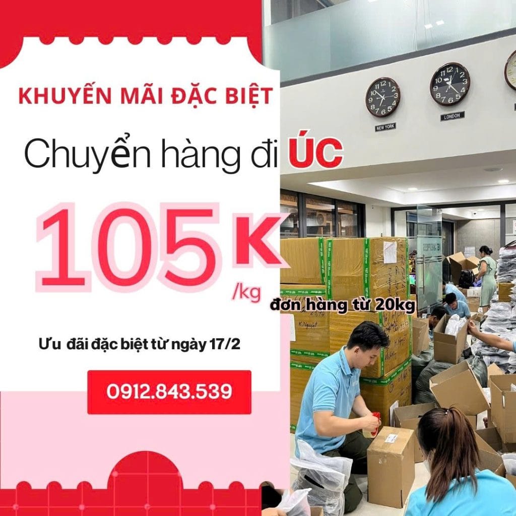 Ưu đãi hàng chuyên tuyến Úc chỉ còn 105k