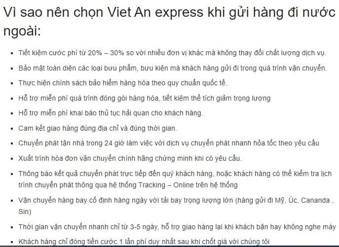 Vì Sao nên chọn Viet An Express làm đơn vị gửi hàng