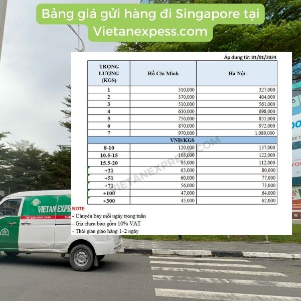 Bảng giá gửi hàng đi Singapore Từ HCM Và Hà Nội
