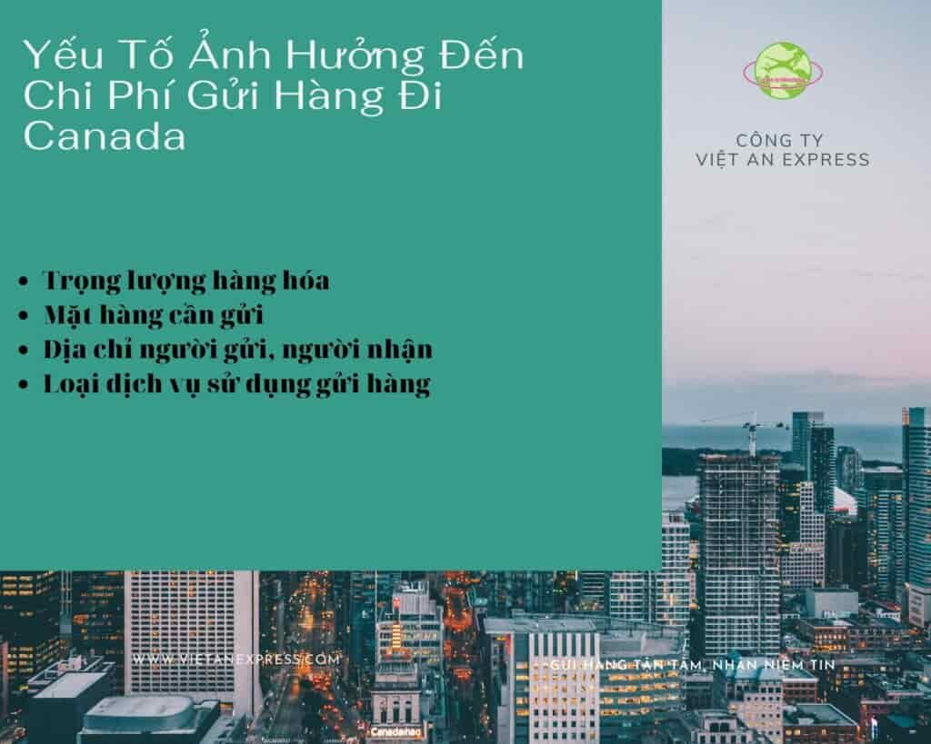 Các yếu tố ảnh hưởng đến cước phí gửi hàng đi Canada