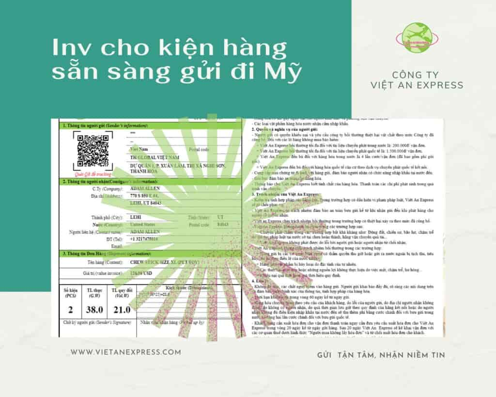 Hóa đơn, inv gửi hàng đi mỹ