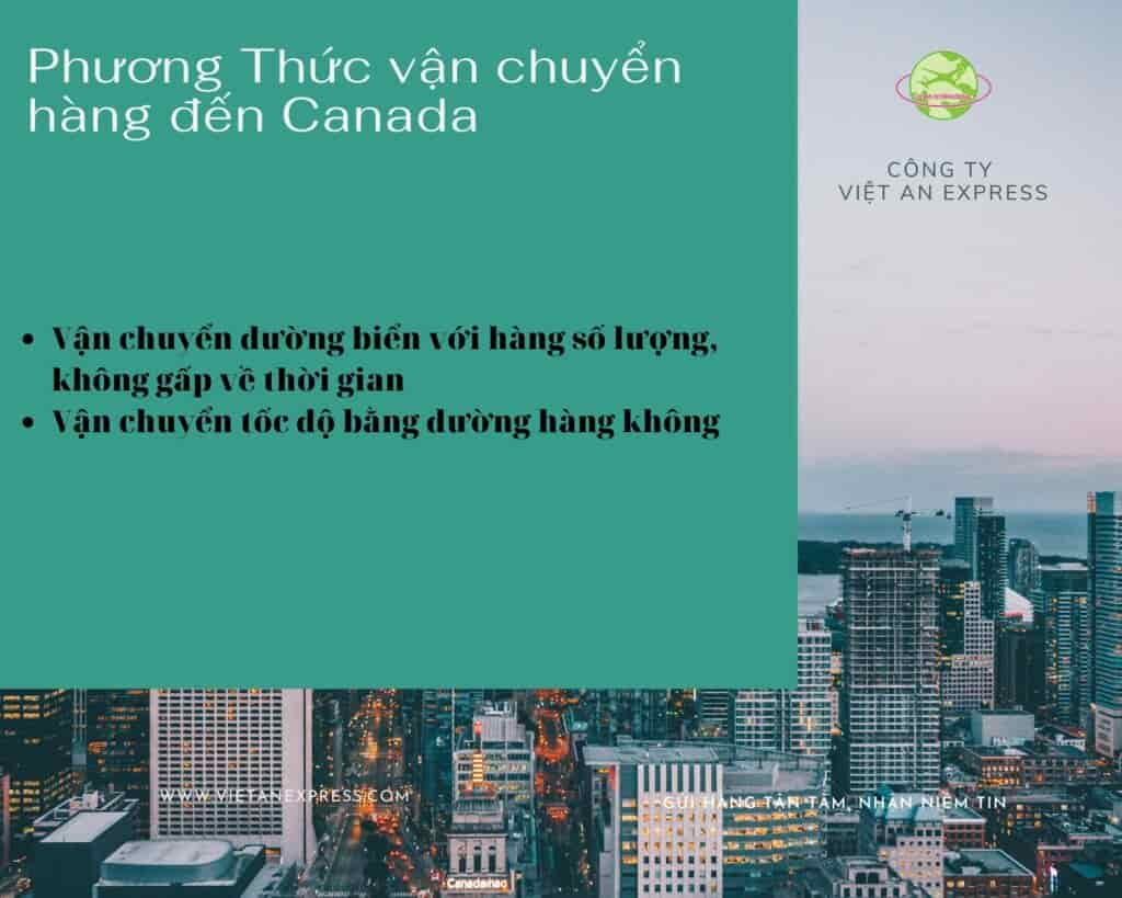 Phương thức vận chuyển hàng đến Canada