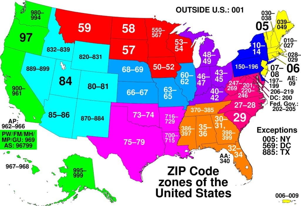 Mã Zip code Mỹ, Mã zip hoa kỳ