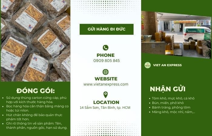 Đóng gói hàng thực phẩm khô gửi đi Đức